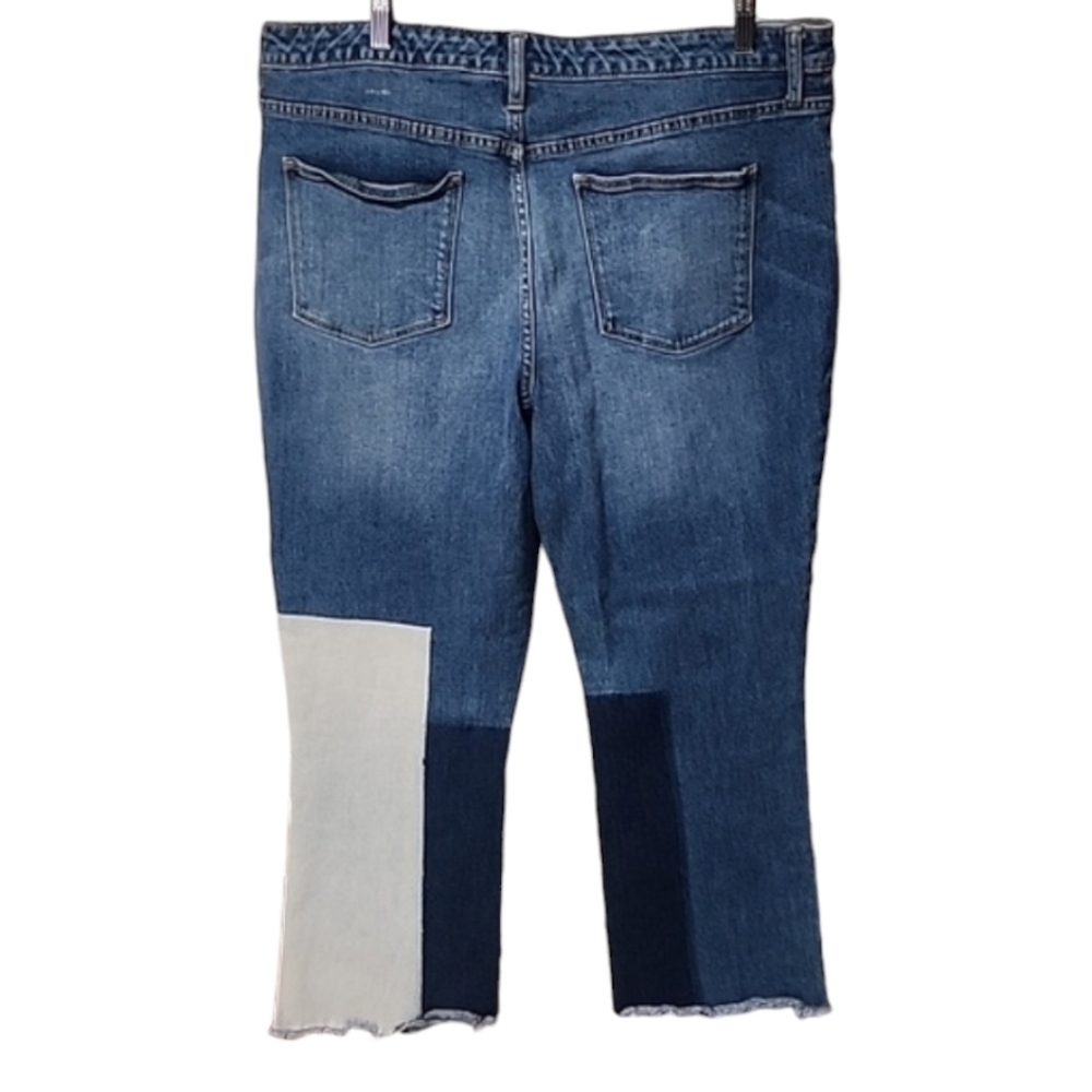 UNIVERSAL THREAD High Rise Kick Boot Crop Jeans 16 33 Patchwork Frayed Flare - Picture 5 of 12